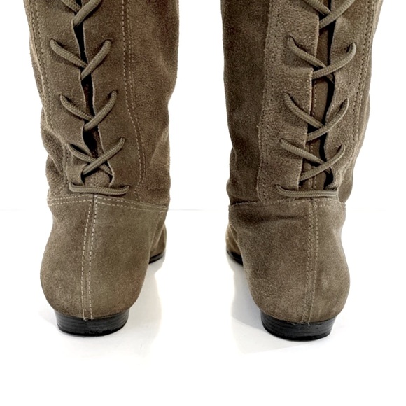 ALDO | Suede Leather Knee High Cuffed Boots Taupe Size 6.5 - Picture 13 of 15